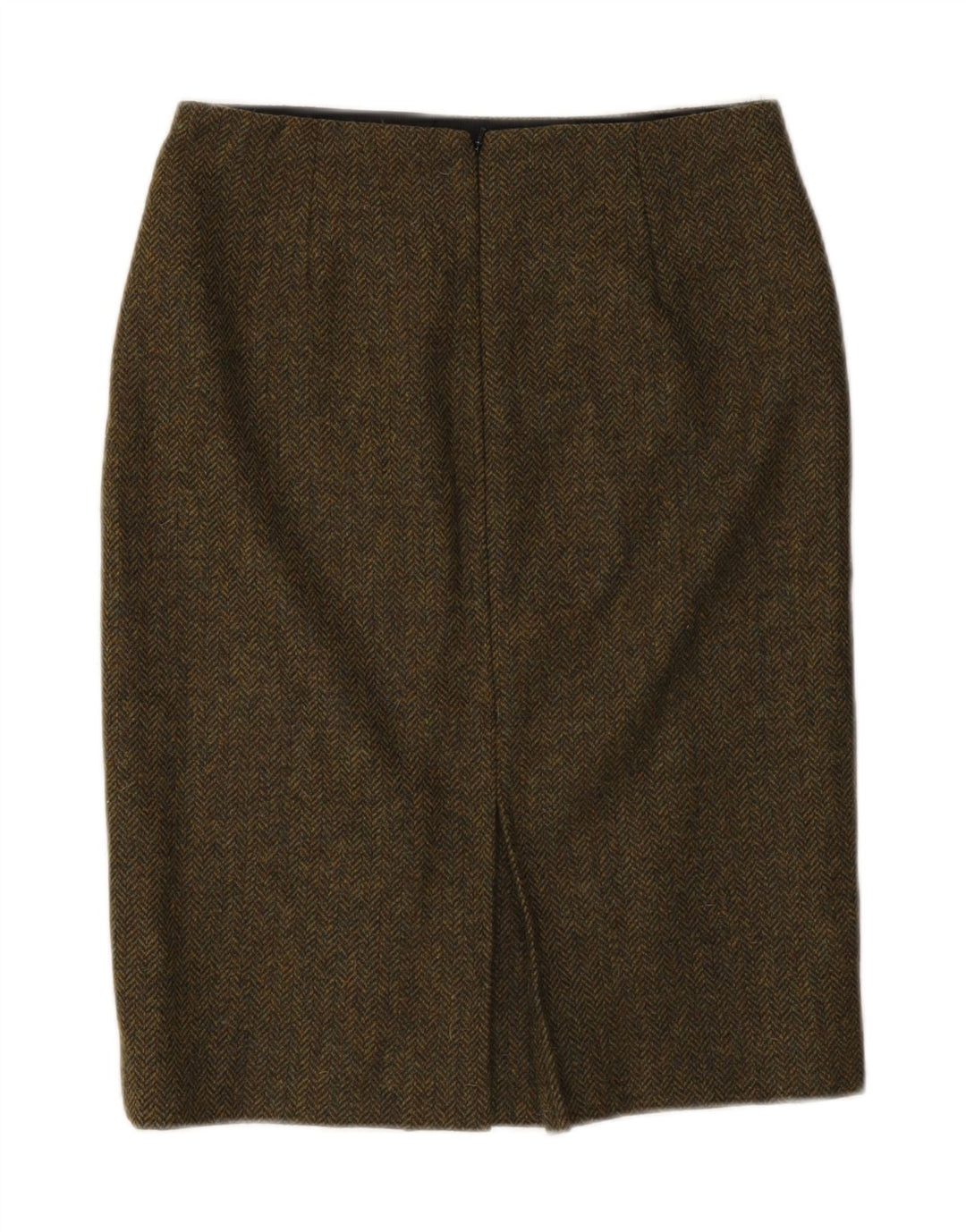 Hobbs Damen Bleistiftrock UK 10 Small W30 Khaki Fischgrätenwolle