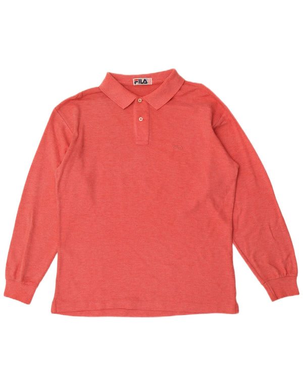 Fila Mens Long Sleeve Polo Shirt IT 50 Medium Red Cotton