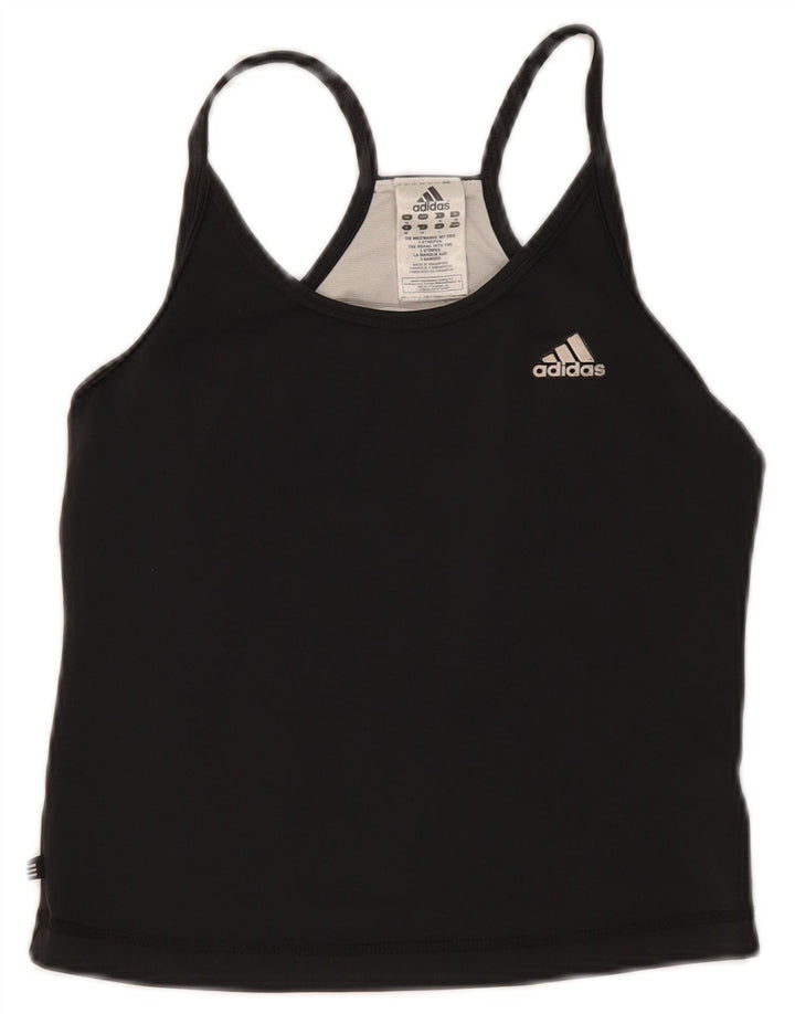 Adidas Damen Crop Vest Top UK 12 Medium Schwarz Polyester