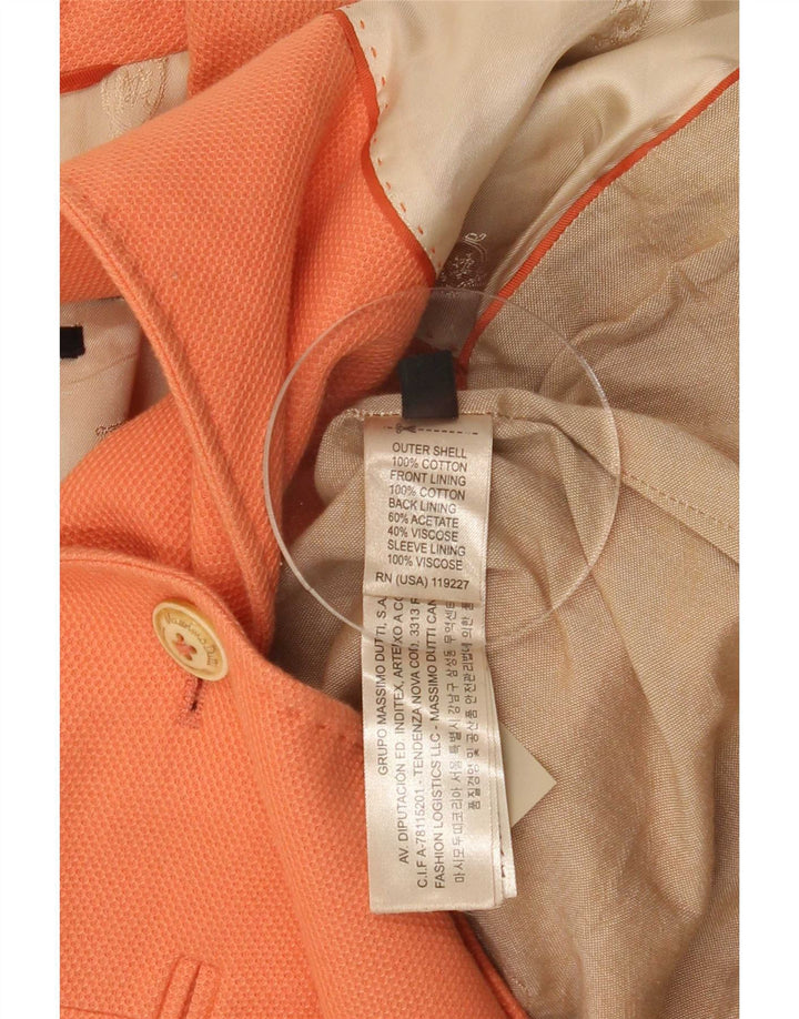Massimo Dutti Damen 1-Knopf-Blazerjacke EU 38 Small Orange Cotton