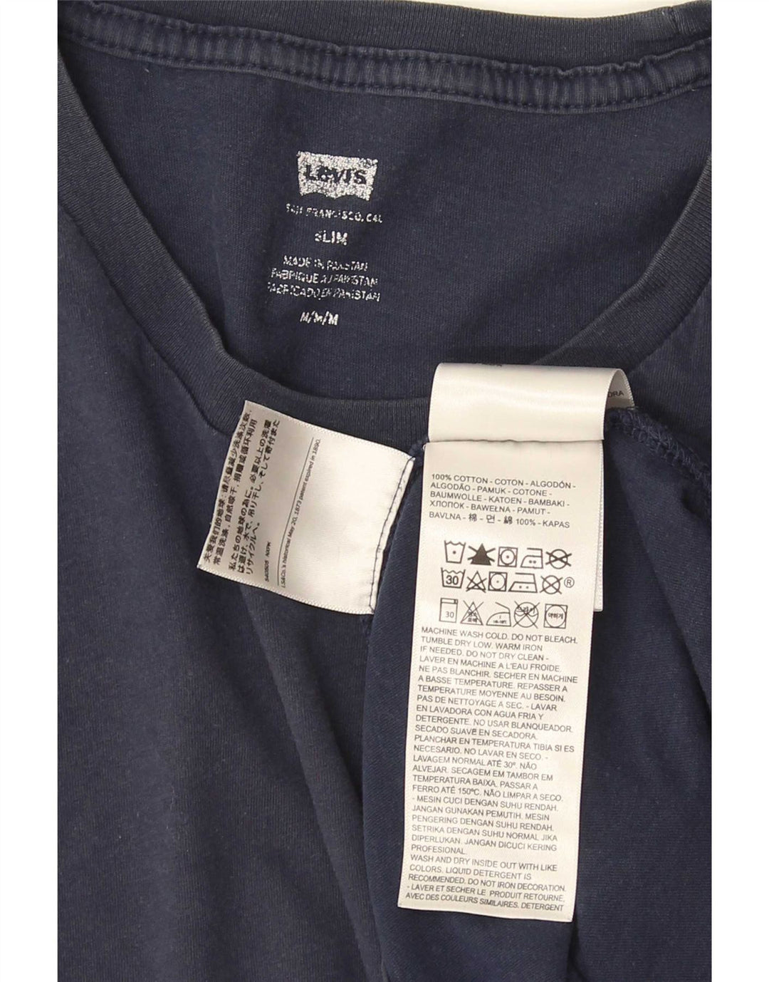Levi's Slim Fit T-Shirt-Oberteil für Herren aus mittelblauer Baumwolle