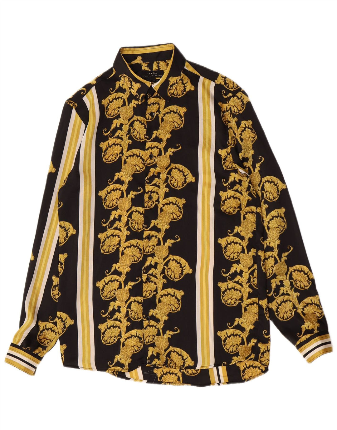 Zara Herren-Hemd mit normaler Passform, kleines schwarzes Paisleymuster