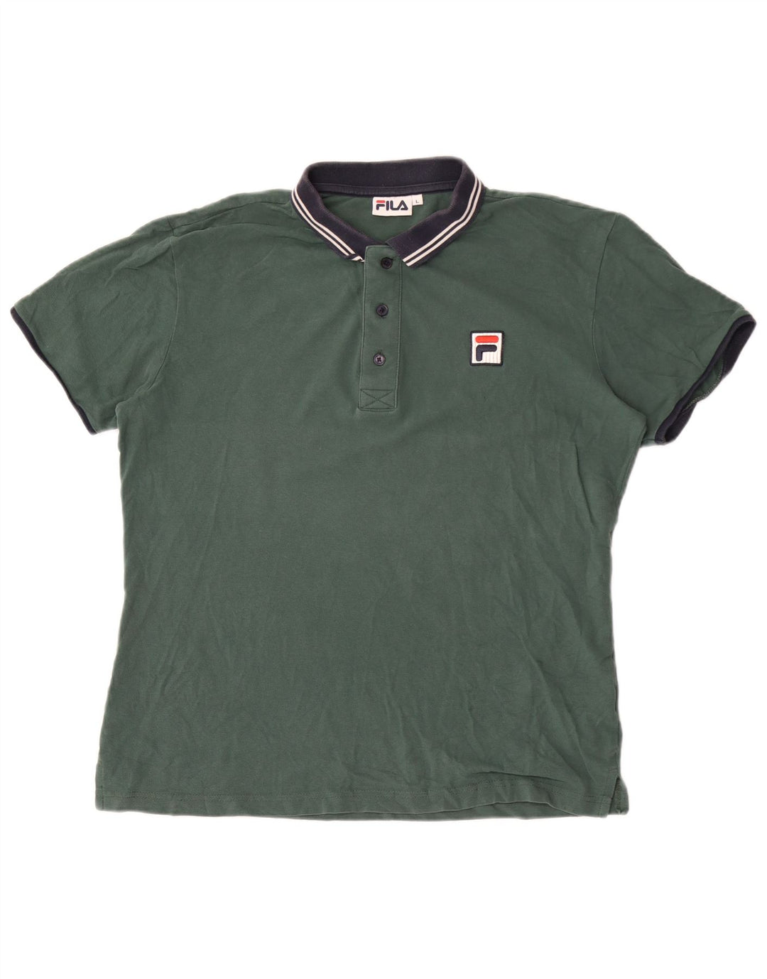 Fila Herren-Poloshirt, groß, grüne Colourblock-Baumwolle
