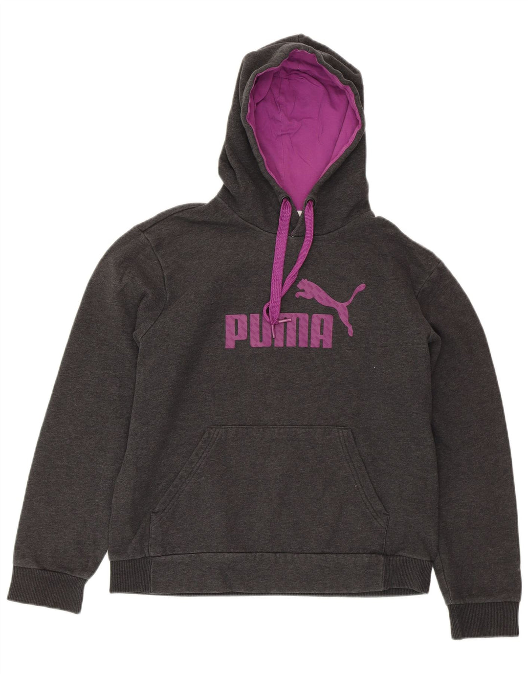 PUMA Damen Graphic Hoodie Pullover UK 14 Große graue Baumwolle