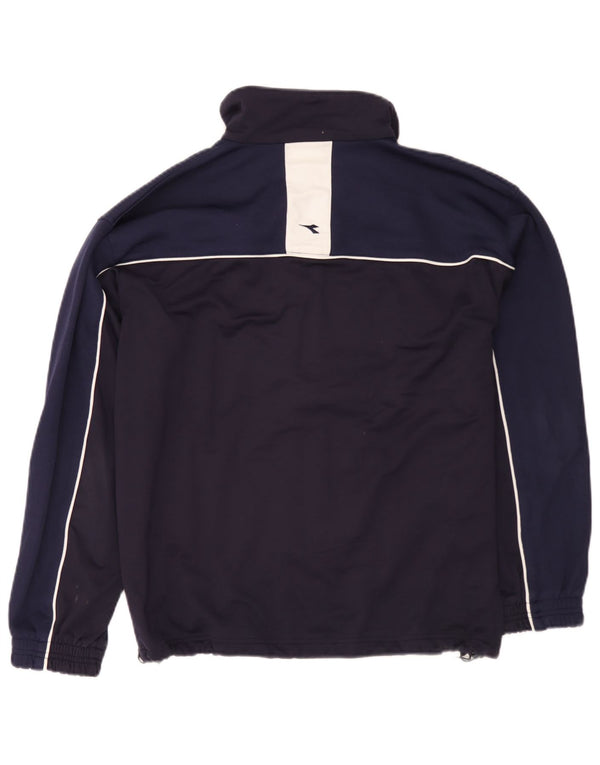 Diadora Mens Tracksuit Top Jacket UK 38 Medium Navy Blue Colourblock