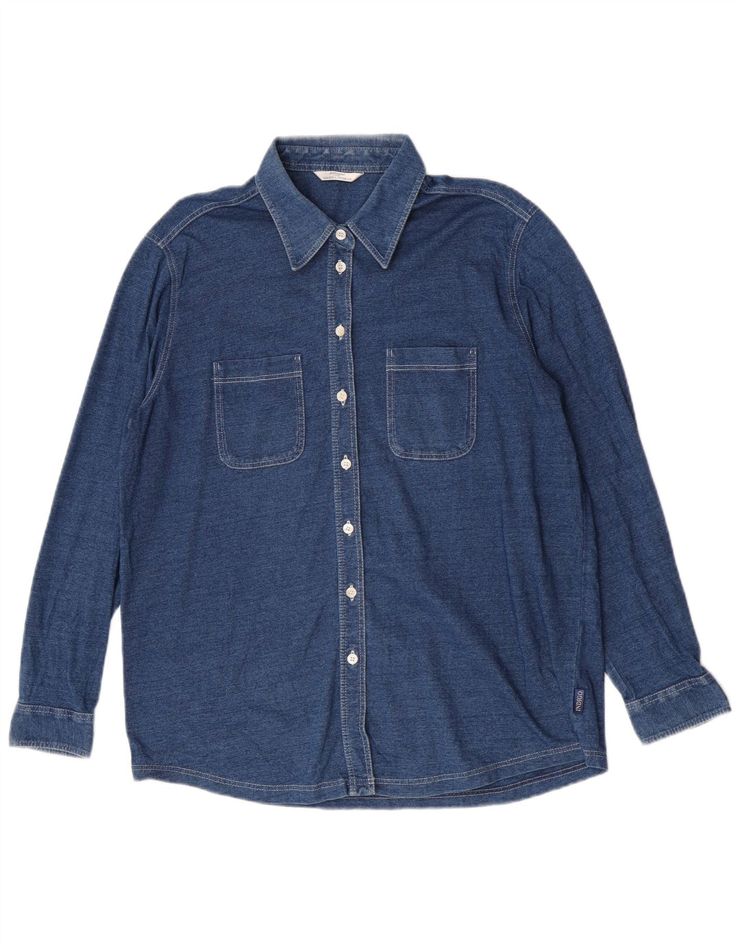 Marks & Spencer Damenhemd UK 14 Mittelmarineblaue Baumwolle