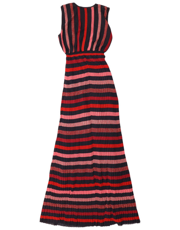 Zara Damen ärmelloses Maxikleid UK 12 Medium Mehrfarbig gestreift