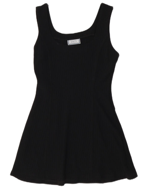 Onyx Damen Ärmelloses A-Linien-Kleid UK 12 Medium Schwarz Polyamid