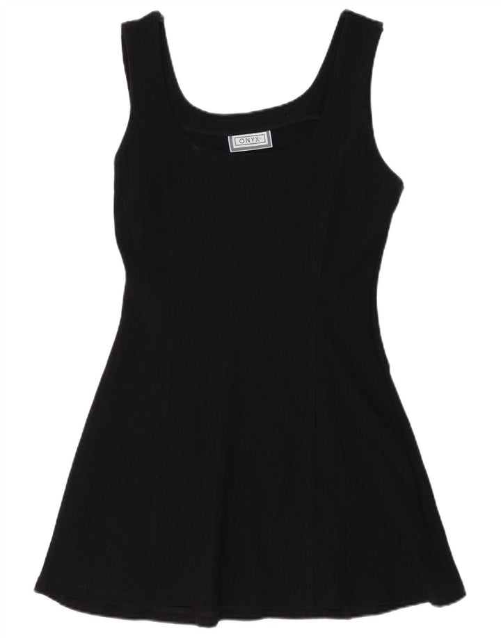 Onyx Damen Ärmelloses A-Linien-Kleid UK 12 Medium Schwarz Polyamid