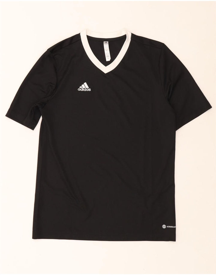 ADIDAS Aeroready T-Shirt-Oberteil für Mädchen, 15–16 Jahre, schwarzes Colourblock-Polyester