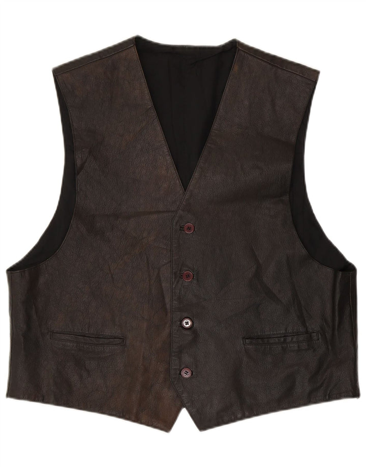 VINTAGE Herren Lederweste IT 56 XL Braun
