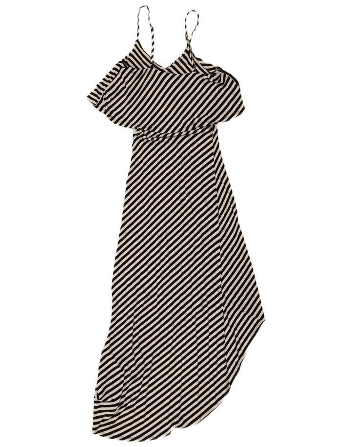 Mossimo Ärmelloses, asymmetrisches Maxikleid für Damen, Gr. 8, klein, schwarz gestreift