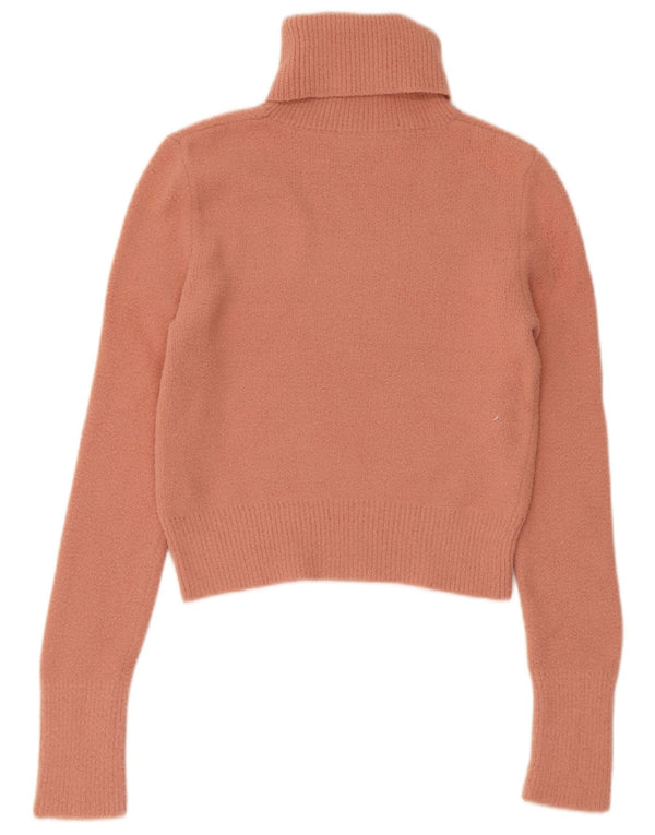 Zara Damen Crop Rollkragenpullover Pullover UK 8 Small Pink Nylon