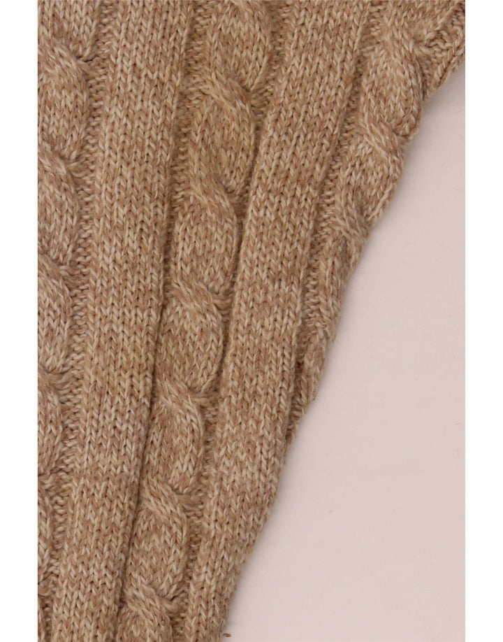 Lebole Herren-Pullover mit Rundhalsausschnitt, IT 50, mittelbeige gesprenkelte Wolle