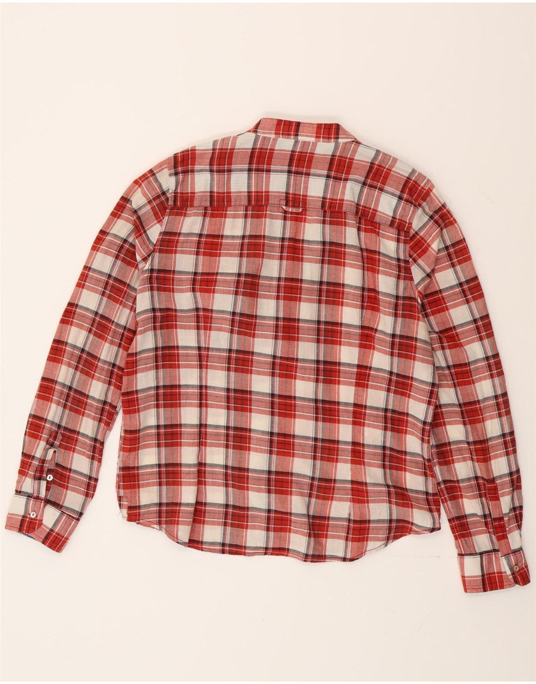 Zara Damen-Hemd mit Rüschen vorne, UK 18, XL, rot kariert, Baumwolle