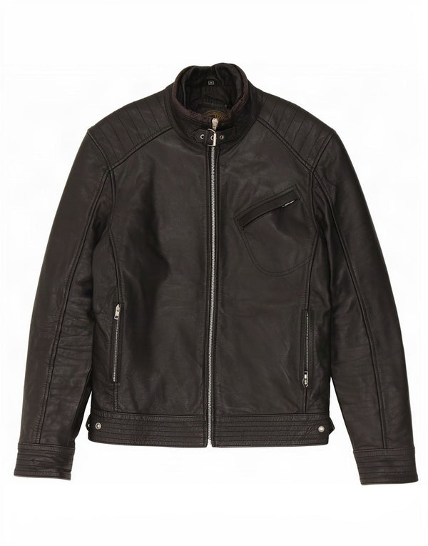 Vintage Womens Leather Jacket UK 14 Medium Black