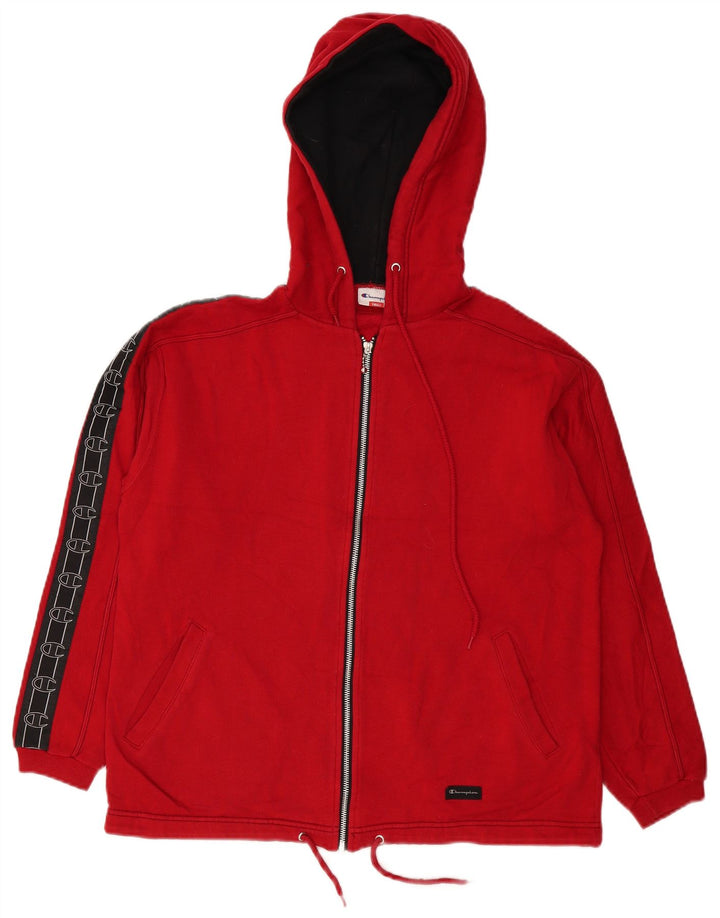 Champion Herren-Kapuzenpullover mit grafischem Reißverschluss, klein, Rot, Farbblock