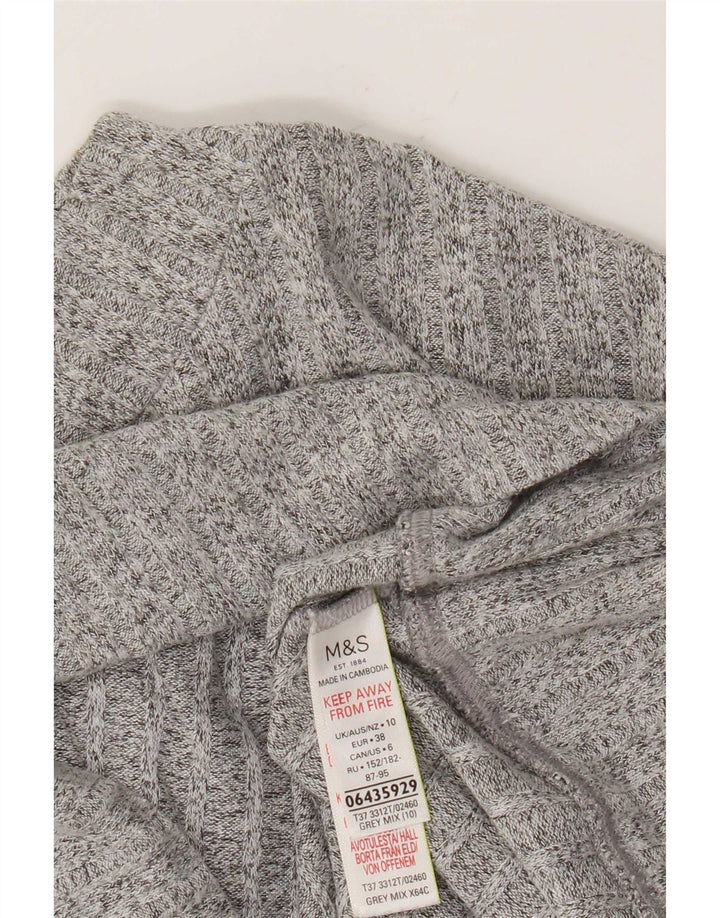 Marks & Spencer Damen-Pullover mit Rundhalsausschnitt, Gr. 10, Größe S, Grau meliert