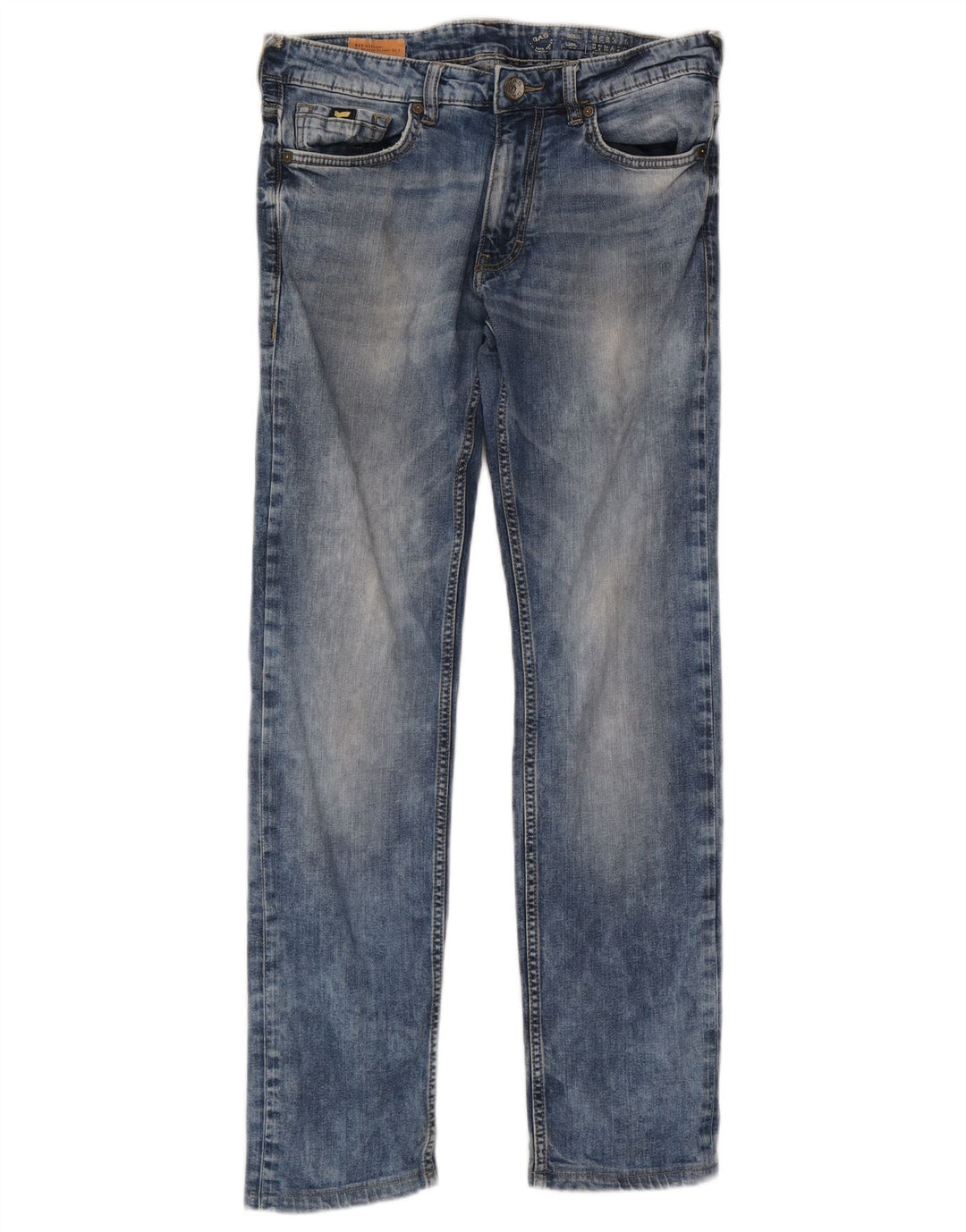 Gas Damen Straight Jeans W32 L30 Blaue Baumwolle