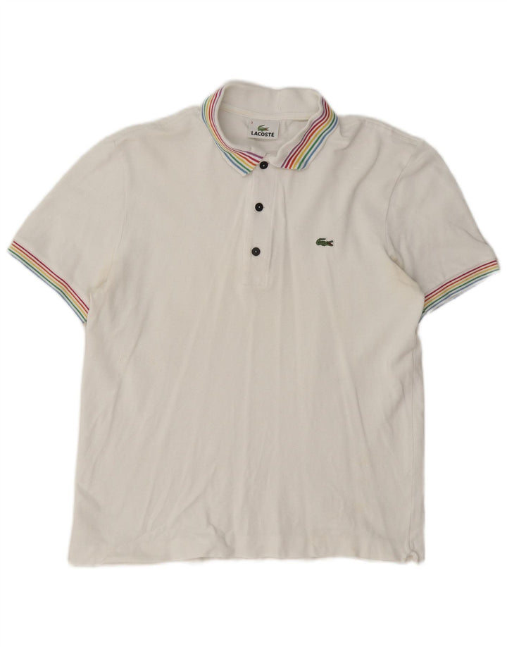 Lacoste Herren-Poloshirt, Größe 3, klein, weiße Baumwolle