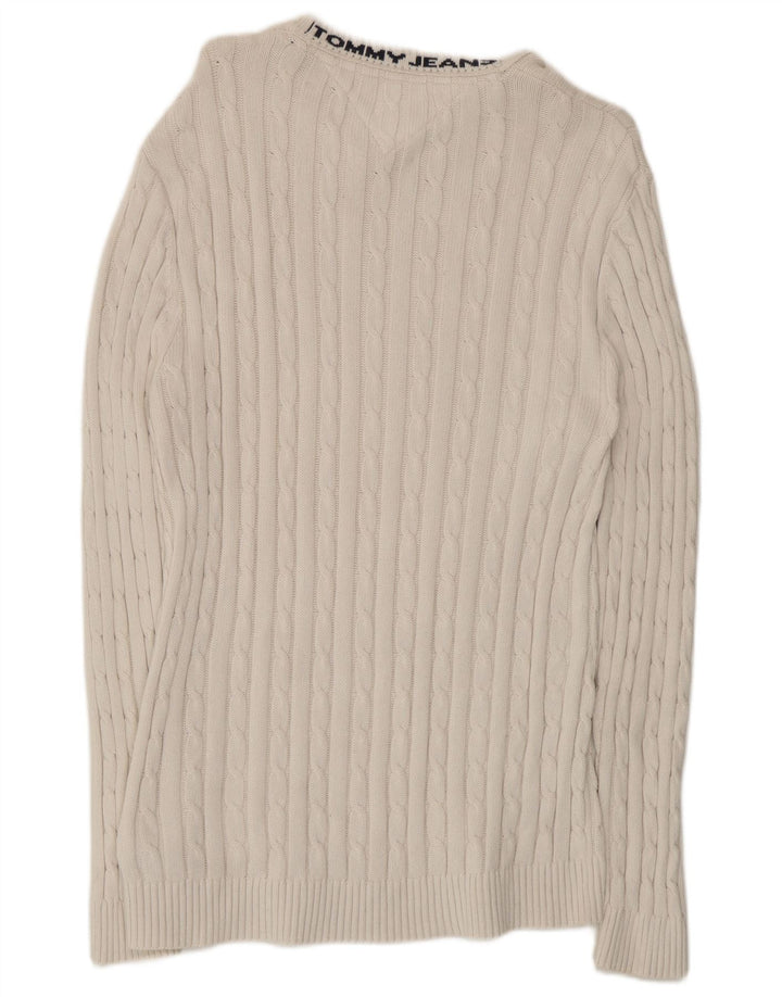 Tommy Hilfiger Herren-Pullover mit Rundhalsausschnitt, mittelweiße Baumwolle