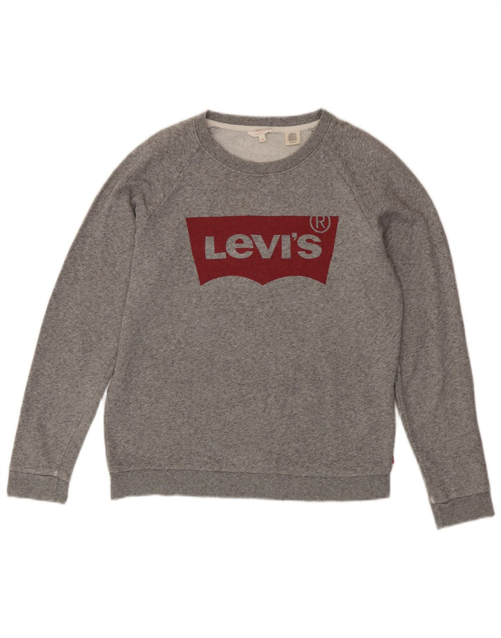 Levi's Womens Graphic Oversized Sweatshirt Pullover UK 6 XS Grau meliert