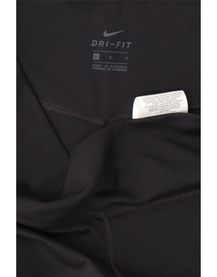 NIKE Womens Dri Fit Capri Leggings UK 14 Large Schwarz Polyester