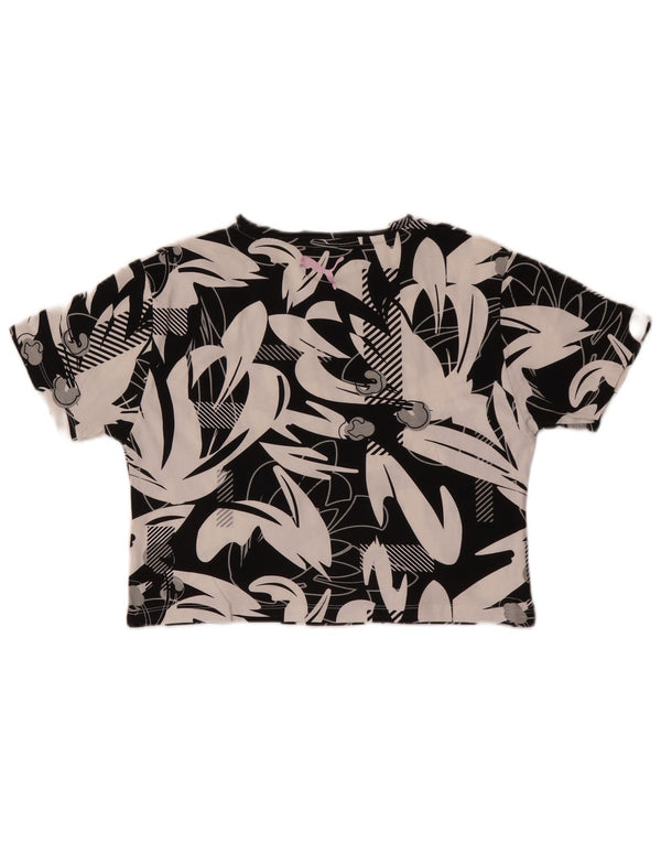 Puma Mädchen Abstract Pattern Crop Graphic T-Shirt Top 11–12 Jahre Schwarz