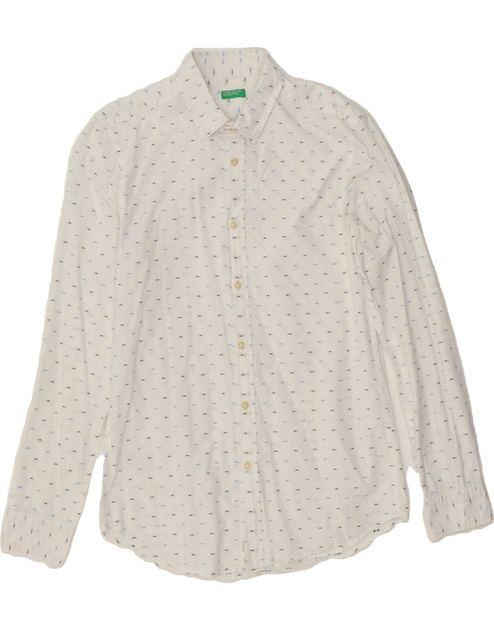 BENETTON Mens Shirt Small White Spotted Cotton Vintage Benetton and Second-Hand Benetton from Messina Hembry 