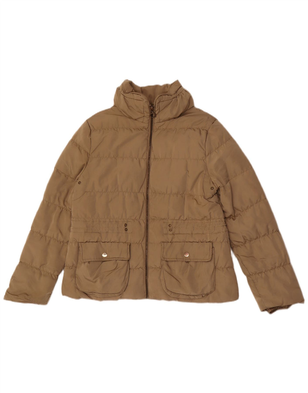 Zara Damen Wattierte Jacke UK 18 XL Beige Polyester