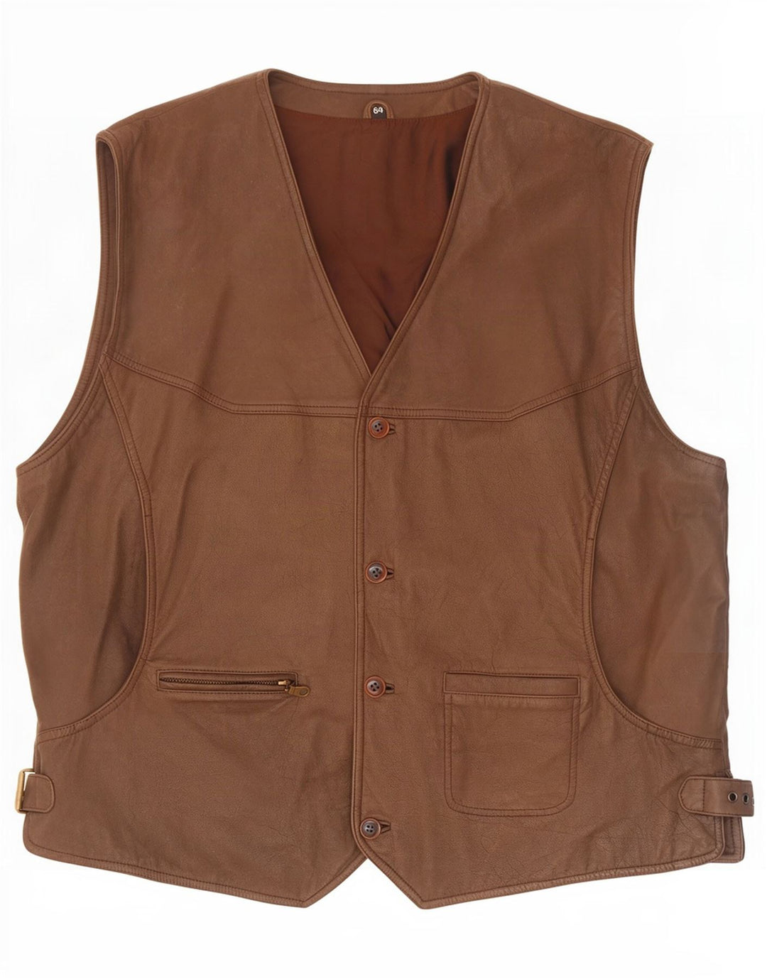 Vintage Herren Lederweste IT 64 5XL Braun