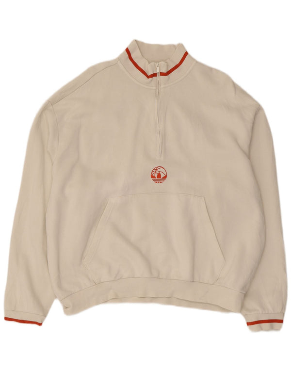 Adidas Herren-Sweatshirt mit Reißverschluss, XL, weiße Baumwolle