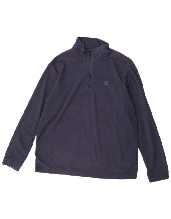 Mountain Warehouse Herren-Fleecepullover mit Reißverschluss am Kragen, groß, marineblaues Polyester