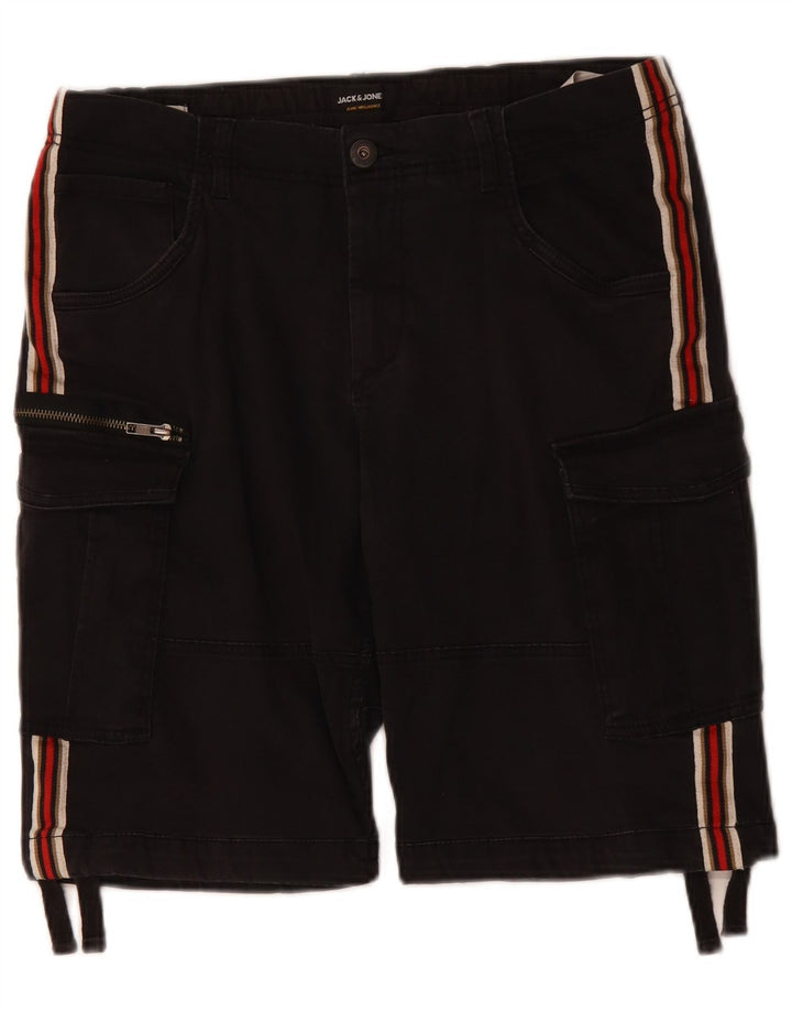JACK & JONES Herren Comfort Fit Cargoshorts Medium W30 Schwarze Baumwolle