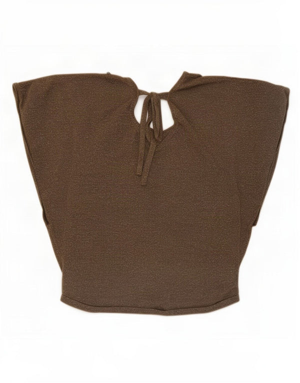 Oasis Damen-Blusenoberteil UK 10 Small Khaki meliert Viskose
