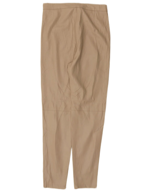 Zara Damen-Hose aus schmalem Kunstleder mit hoher Taille, mittelgroß, W28, L27, Beige