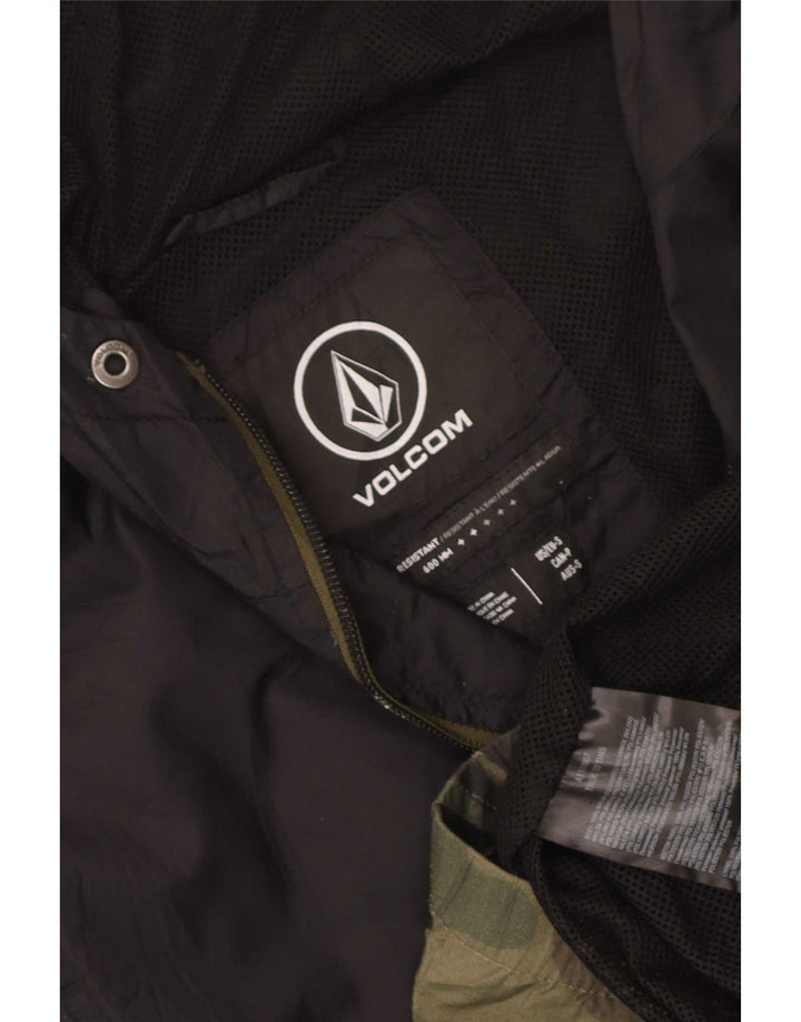 Volcom Herren-Regenjacke mit Kapuze, UK 36, Small, schwarzes Camouflage-Nylon