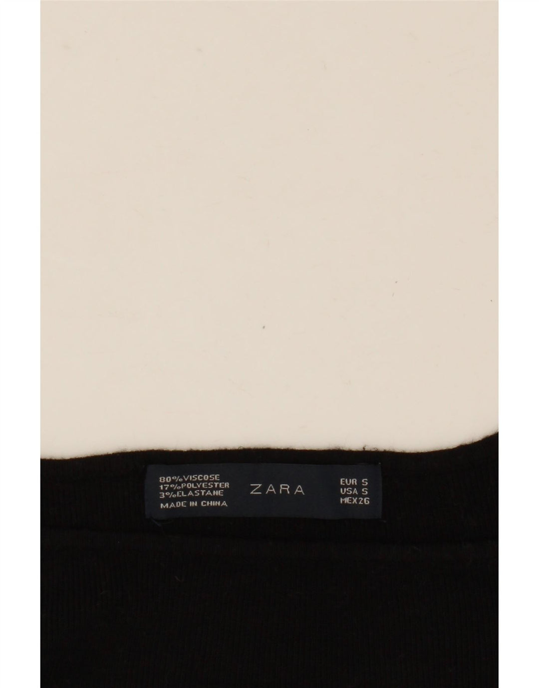 Zara Damen Crop Top Langarm UK 10 Small Schwarze Viskose