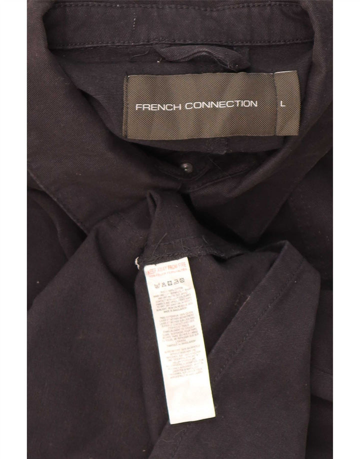 French Connection Herren-Utility-Jacke UK 40 Large aus schwarzer Baumwolle