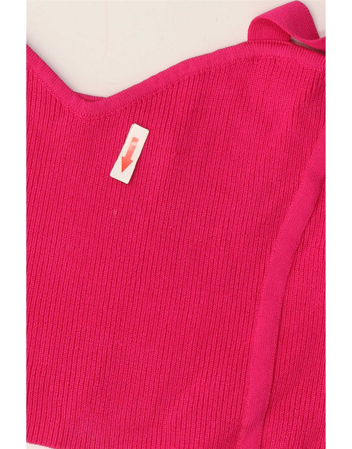 Zara Damen Strick-Crop-Top UK 12 Mittelrosa Nylon