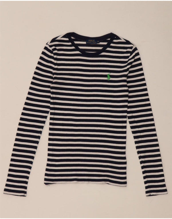Polo Ralph Lauren Damen Top Langarm UK 4 XS Marineblau gestreift Baumwolle