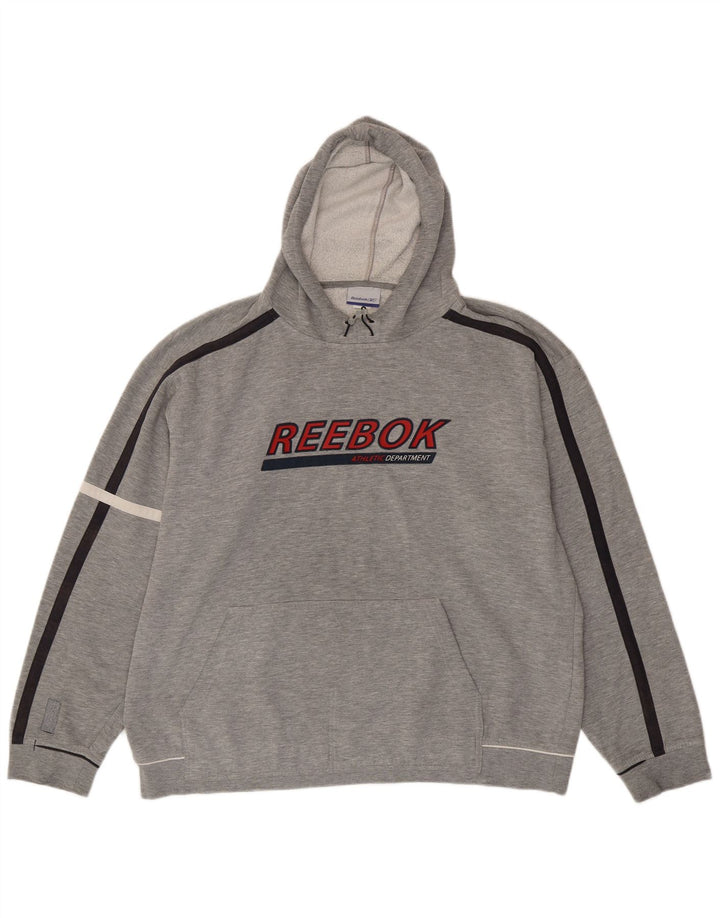 Reebok Herren Graphic Hoodie Pullover XL Grau geflecktes Polyester