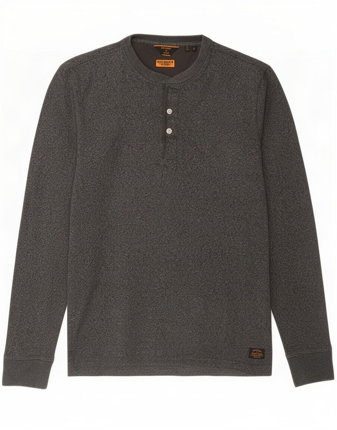 Superdry Herren-Oberteil, langärmelig, klein, graue Baumwolle