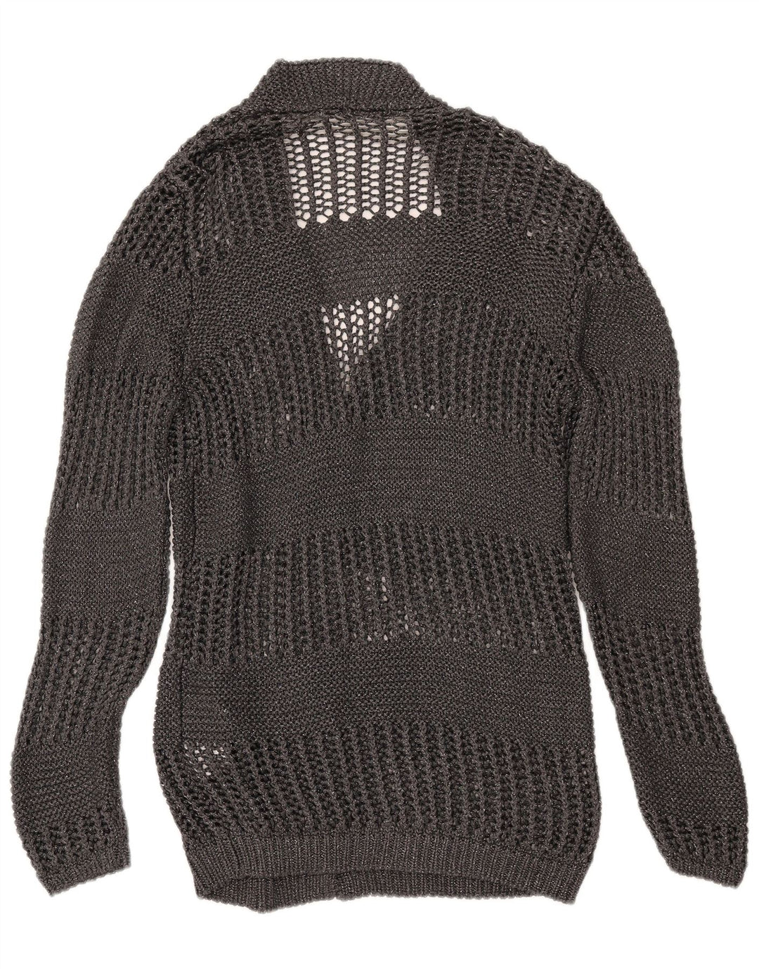 JOYFUL Womens Longline Cardigan Sweater UK 14 Medium Silver Flecked
