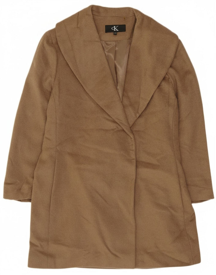 Calvin Klein Damen Übergroßer Mantel UK 18 XL Beige Wolle