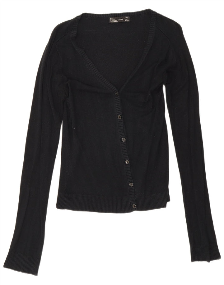 Zara Damen-Cardigan-Pullover UK 10 Small Schwarz Rayon