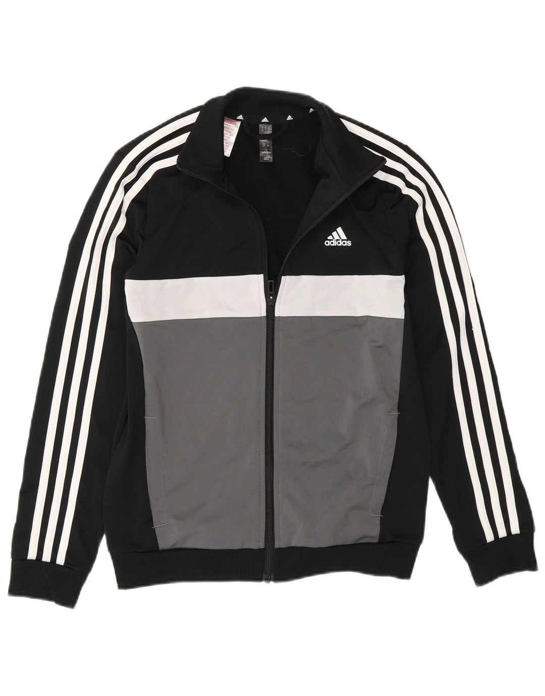 Adidas Jungen-Trainingsanzug-Top-Jacke, 11–12 Jahre, schwarzes Colourblock-Polyester