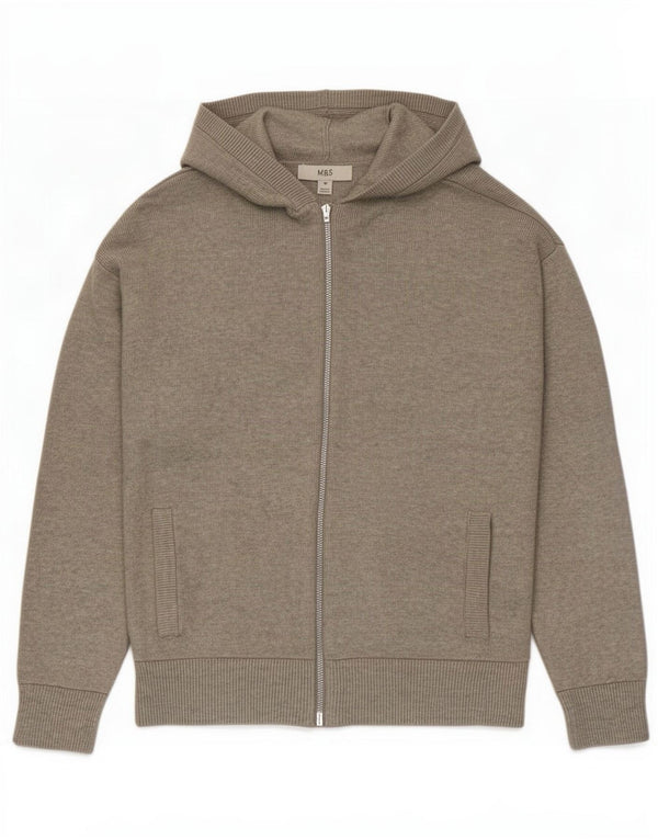 Marks & Spencer Damen-Cardigan mit Kapuze, UK 14, mittelgraue Viskose