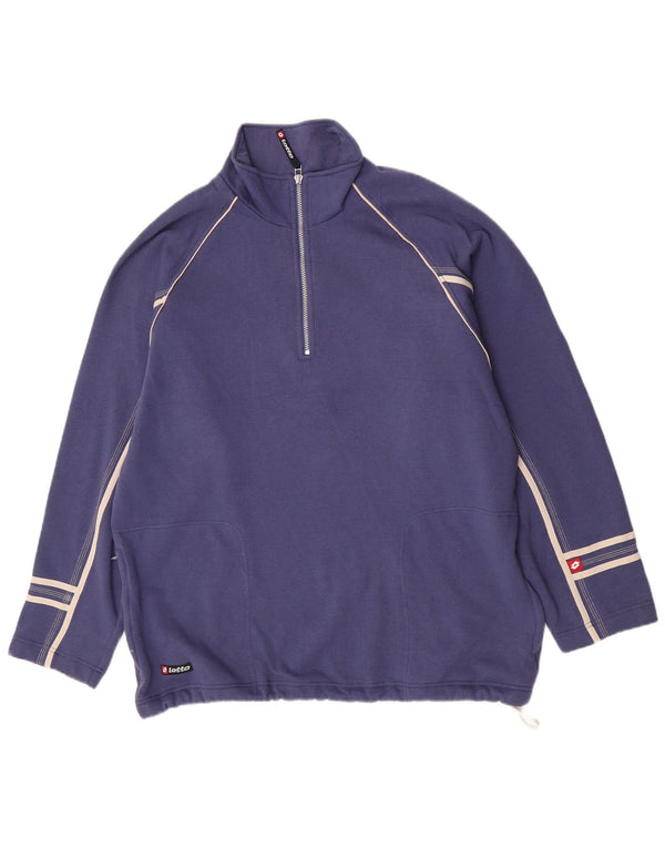 Lotto Herren-Sweatshirt mit Reißverschluss am Hals, UK 42/44 XL, blaue Baumwolle