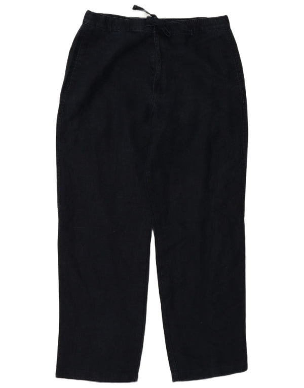 Marks & Spencer Mens Straight Chino Trousers W34 L31 Navy Blue Linen